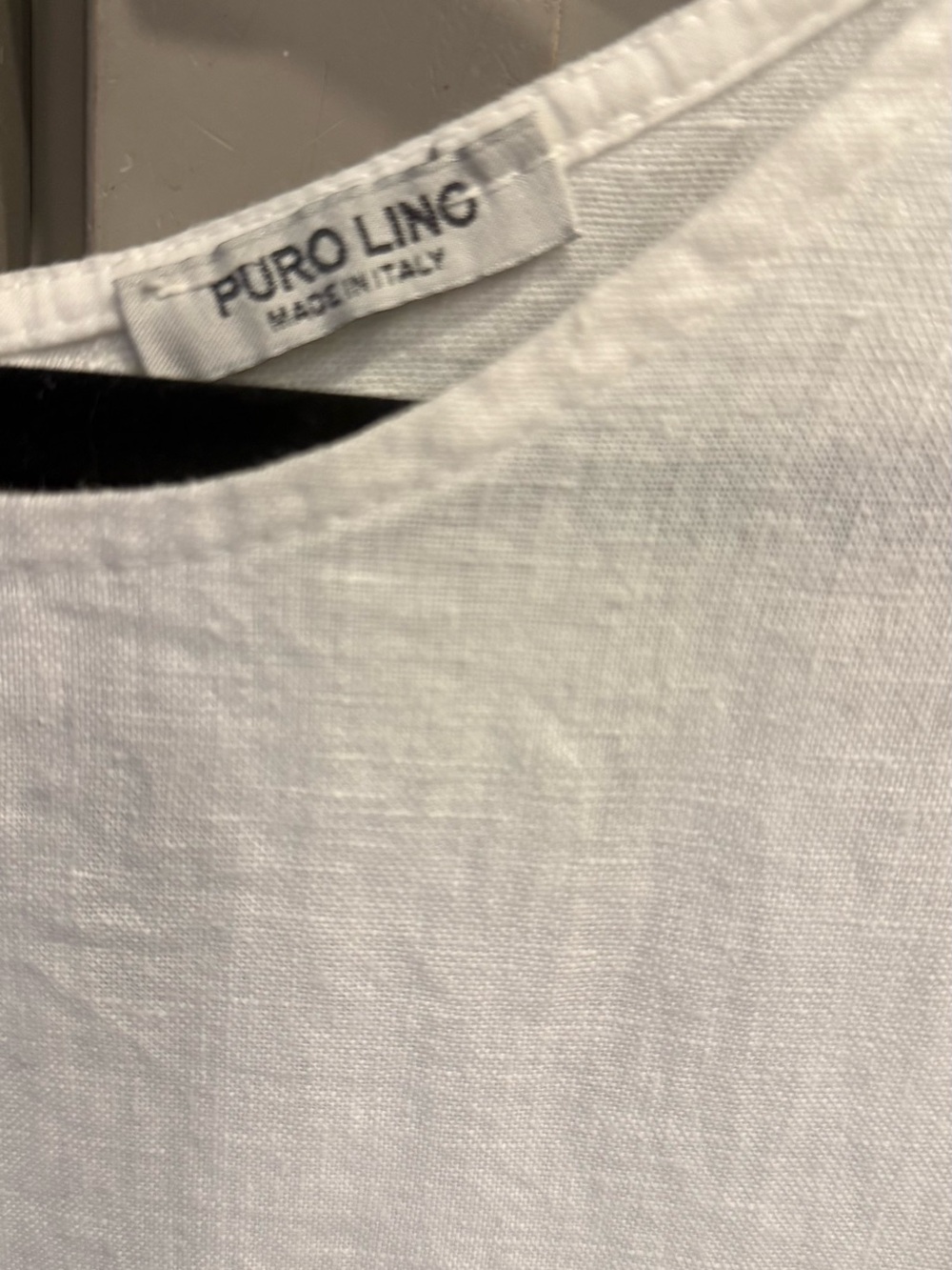 Lightweight White Linen Tunic Dress with Button Pockets, Italy L - Picture 3 of 4